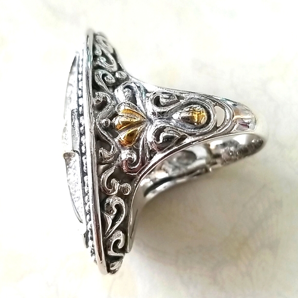 NWT Sterling Silver 925 14k Gold Filled Cubic Zirconia Cross Ring SZ 7.5 - Picture 15 of 15